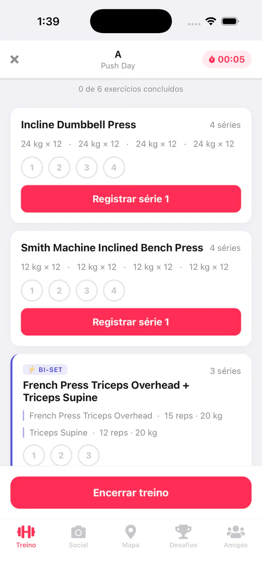 Logging a session in PulsoGym